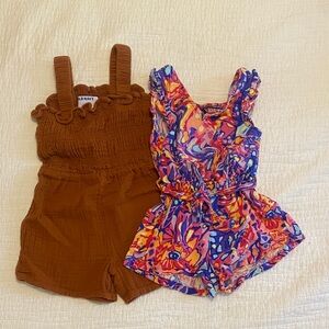 Old Navy Kids Brown and Colorful Romper Duo